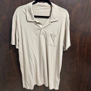 Duer Du/er Air Flow Pique Short Sleeve Oatmeal Polo Shirt Pima Cotton Size XL